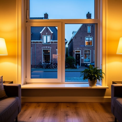 blik vanuit woonkamer in Veldhoven door wit kunststof raamkozijn naar de straat