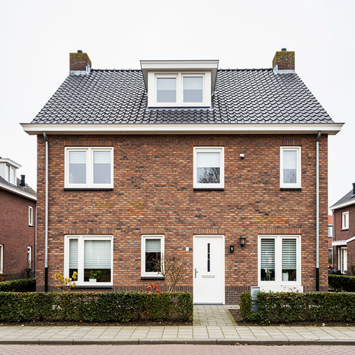 rijtjeswoning in Veldhoven met nieuwe witte kunststof kozijnen aan de voorgevel