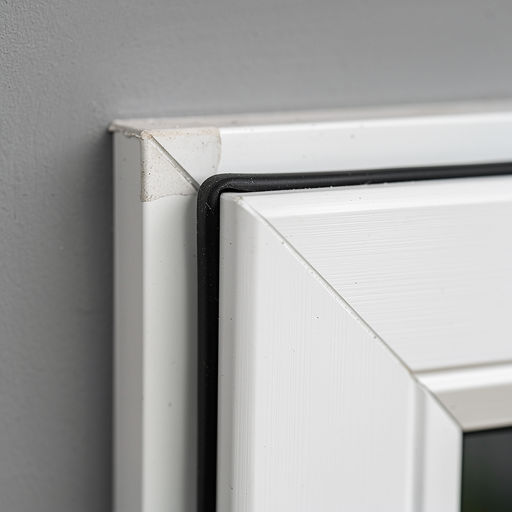 close-up van hoekverbinding wit kunststof kozijn in Waalre met afdichtingsrubber