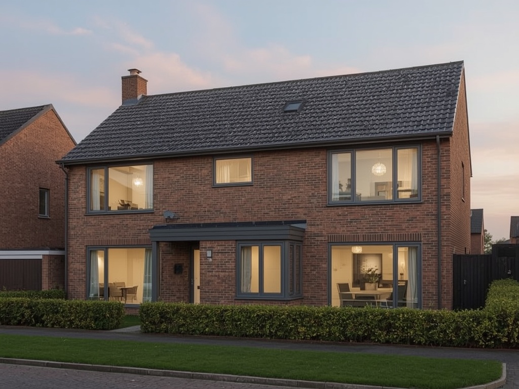 vrijstaande woning in Geldrop met antracietgrijze kunststof kozijnen en moderne gevel