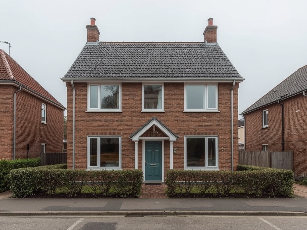 rijtjeswoning in Oirschot met nieuwe witte kunststof kozijnen aan de voorgevel