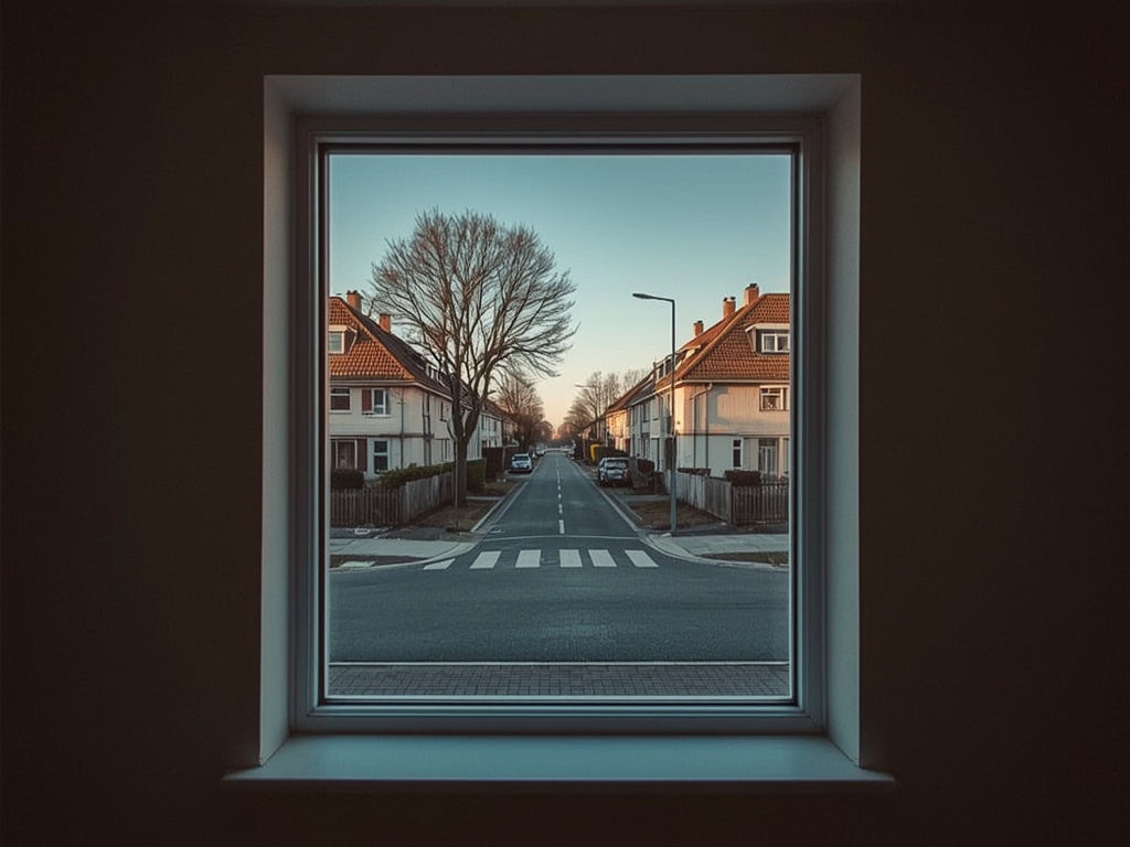 uitzicht vanuit een woonkamer in Best door een wit kunststof raamkozijn naar de straat