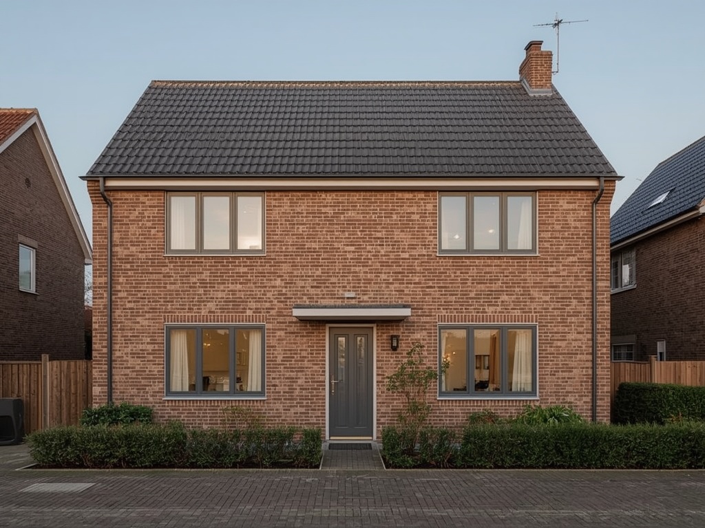 vrijstaande woning in Veldhoven met antracietgrijze kunststof kozijnen en moderne gevel