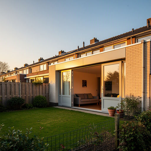 Kunststof schuifpui aan de tuinzijde van een woning in Best