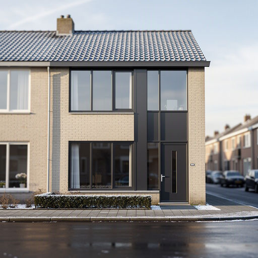 Helderwitte kunststof draaikiepramen voorzien van HR++ glas in een rijtjeshuis te Best